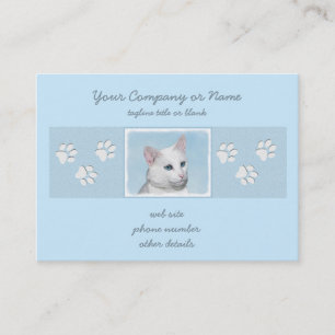 Vit kattfärg - Cute Original Cat Art Visitkort