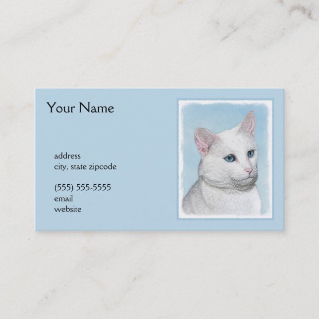 Vit kattfärg - Cute Original Cat Art Visitkort (Framsida)