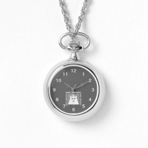 Vit katthaj Silver Necklace Armbandsur
