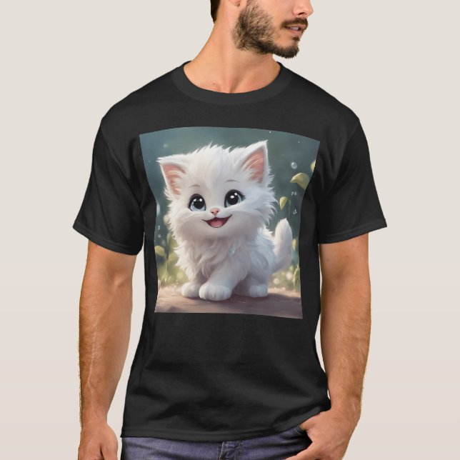 Vit katts vintage t shirt (Framsida)
