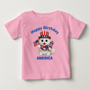 Vit Kattunge (1f) Patriotisk Barn T-Shirt