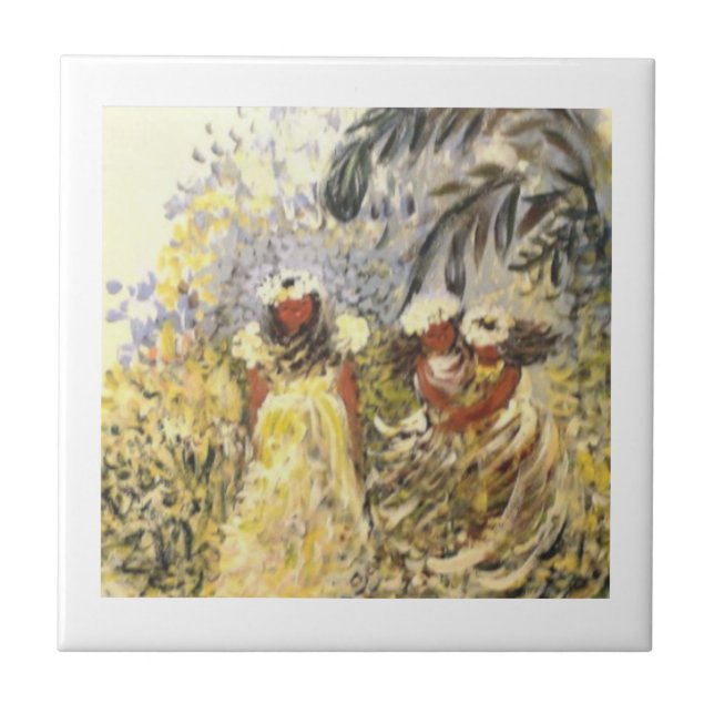 Vit keramisk platta för inläggning eller trivet! kakelplatta (Framsidan)