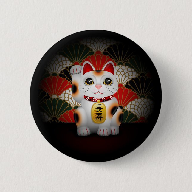 Vit keramiska Maneki Neko Knapp (Framsida)