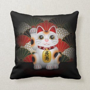 Vit keramiska Maneki Neko Kudde