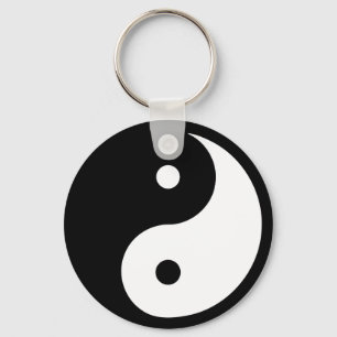 Vit Keychain för Yin Yang symbolsvart Nyckelring