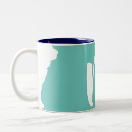 Vit kinesisk Hund, födelsedagsmonogram M3 Två-Tonad Mugg