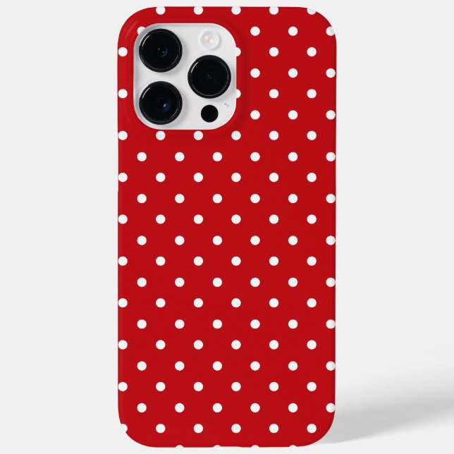 Vit klass Polka dots Mönster på Festive Red (Baksida)