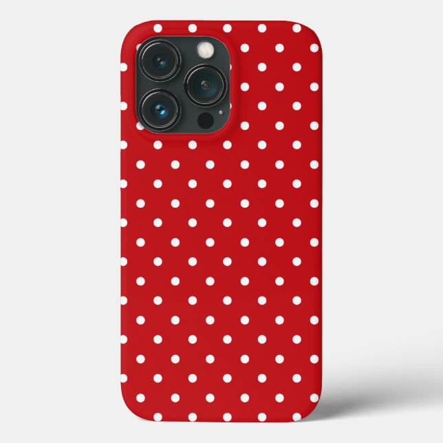 Vit klass Polka dots Mönster på Festive Red (Baksida)