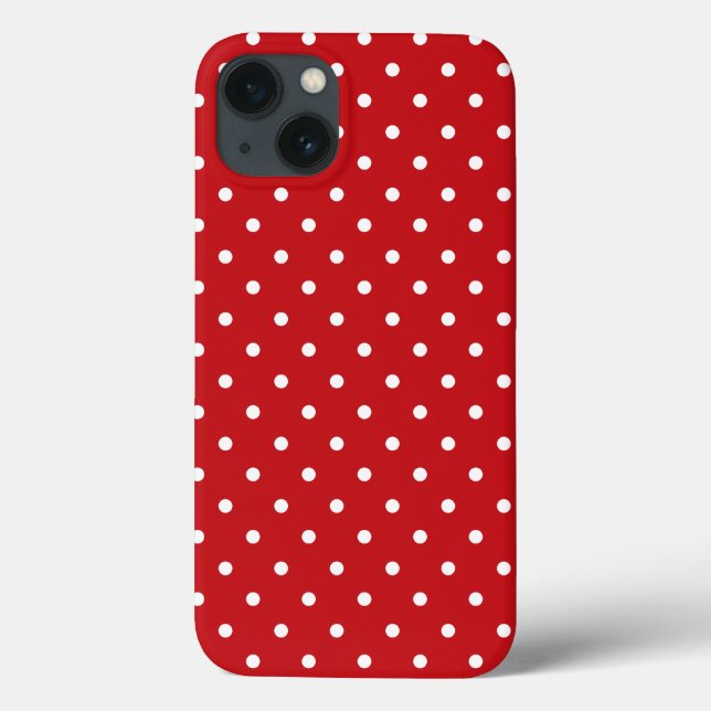 Vit klass Polka dots Mönster på Festive Red (Baksida)