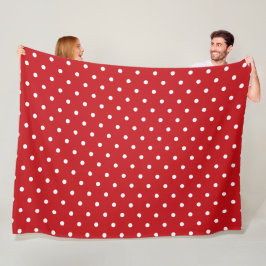 Vit klass Polka dots Mönster på Festive Red Fleecefilt