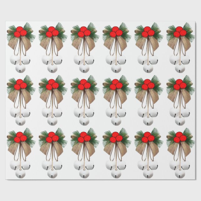 Vit Klockor och Papper skrotning av holly Presentpapper (Platt)