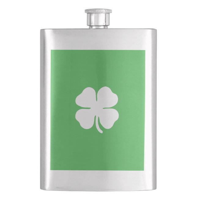 Vit Klöver Klassisk Flask Fickplunta (Framsidan)