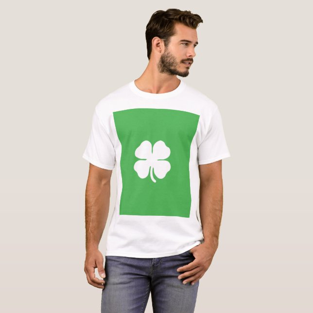 Vit Klöverblad Herr Basic T-Shirt (Hel framsida)
