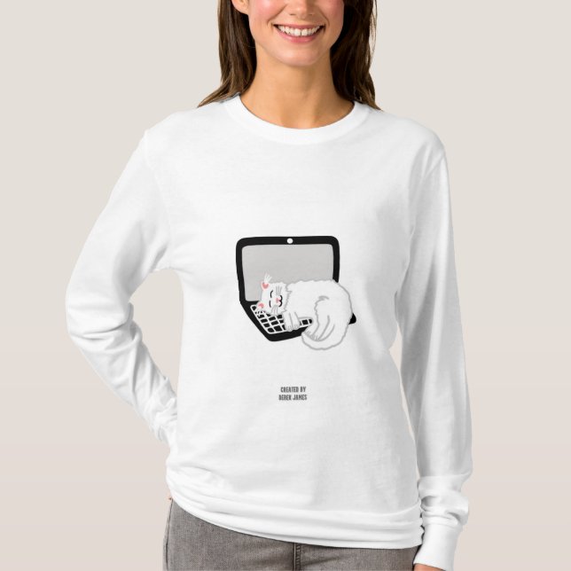 Vit klump på bärbar dator Kvinnor i bröstet T Shirt (Framsida)