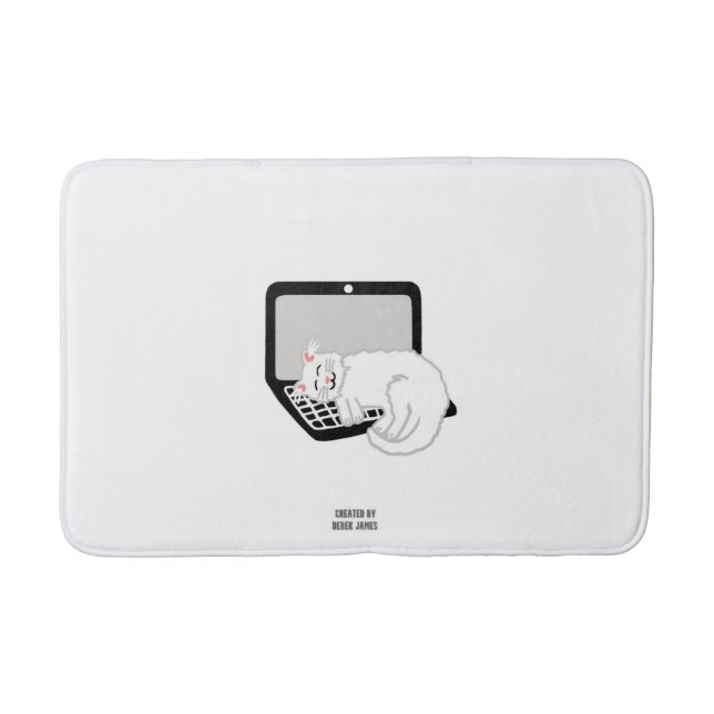 Vit klump på bärbar dator Medium Bath Mat Badrumsmatta (Framsidan)