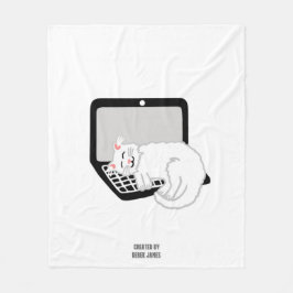 Vit klump på bärbar dator Medium Fleece Blanket