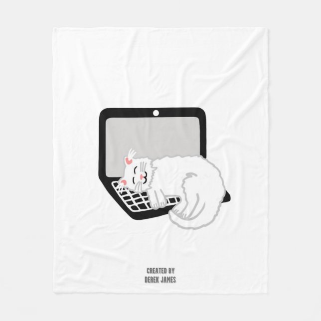 Vit klump på bärbar dator Medium Fleece Blanket (Framsidan)