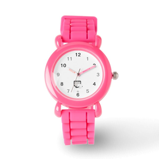 Vit klump på Rosa av bärbar dator Silicone Watch Armbandsur (Framsida)