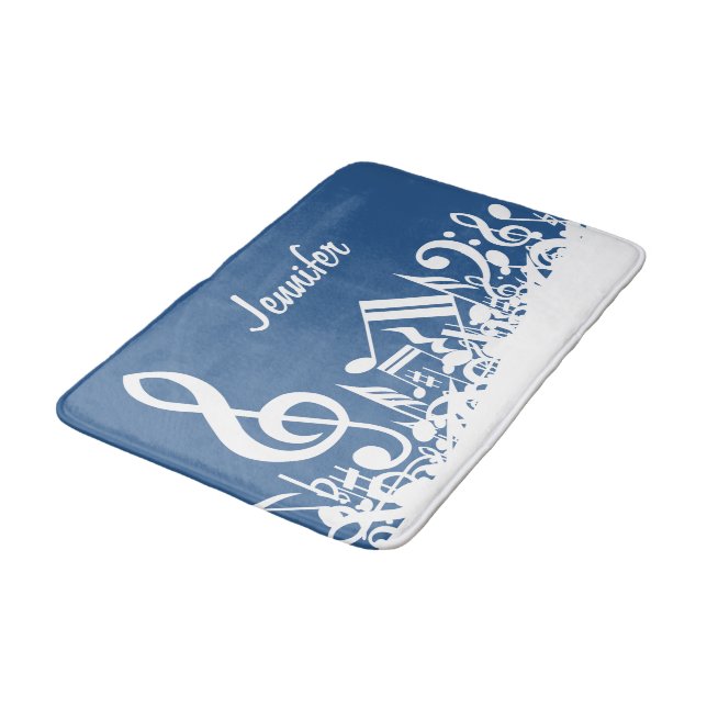 Vit knådad musik noter och stor tremor badrumsmatta (Vinklad)