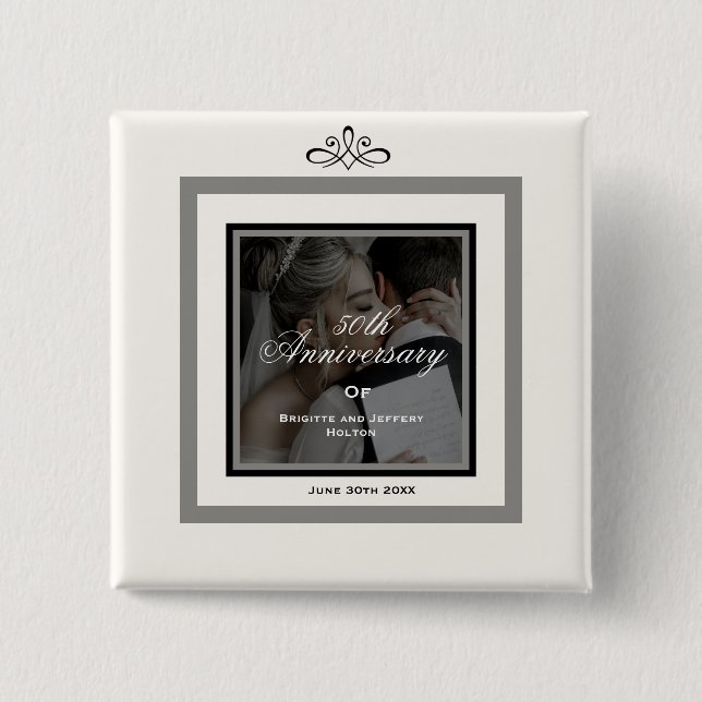 Vit knapp för 50-årsjubileum anpassade (Framsida)