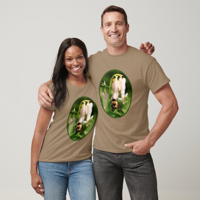 Vit kolumbin-blomma och Humla T Shirt (Unisex)
