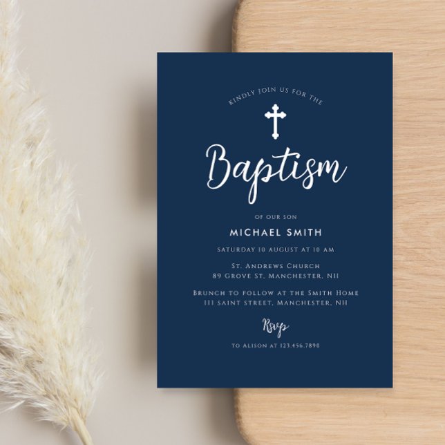 vit kor modern baptism-inbjudan inbjudningar (Skapare uppladdad)