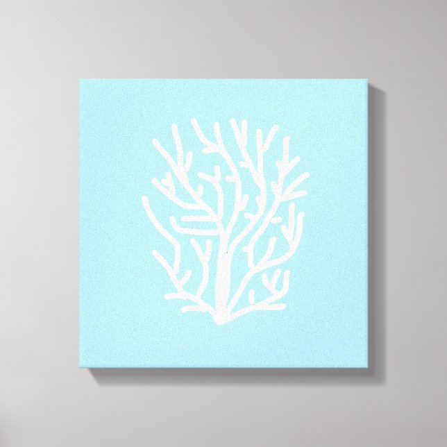 Vit korall, ekohavsblå och vit canvastryck (Framsida)