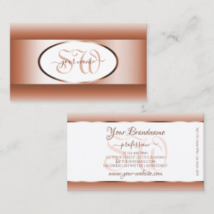 Vit korall Shimmery Gradient Oval Ram Monogram Visitkort