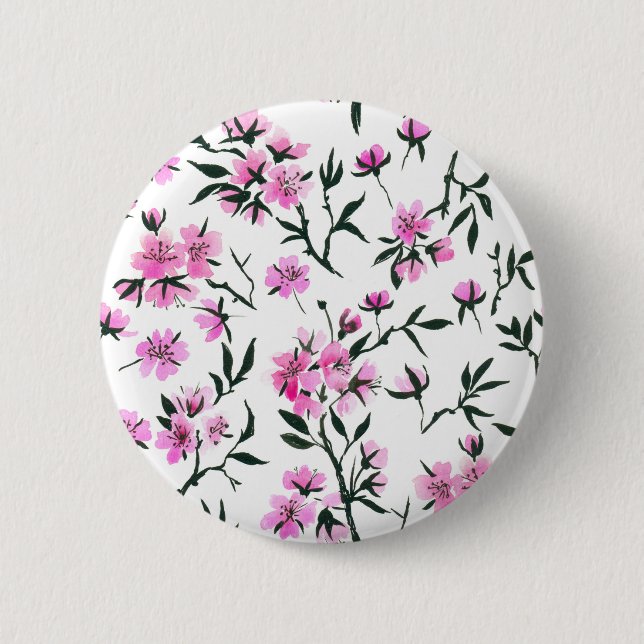 Vit körsbärs blommar på vitt knapp (Framsida)