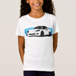 Vit korvett C6 med blå Rand T Shirt
