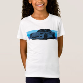 Vit korvett C6 med blå Rand T Shirt