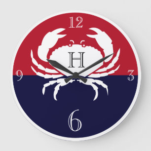 Vit krabba, stor klocka, nautiskt monogram klocka