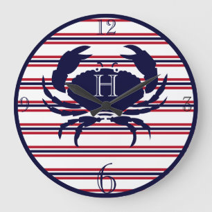 Vit krabba, stor klocka, nautiskt monogram klocka