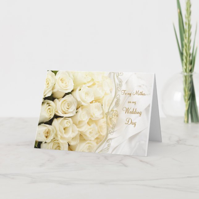 Vit kräm ro. Tack Mor för min Bröllop Kort (Framsida)