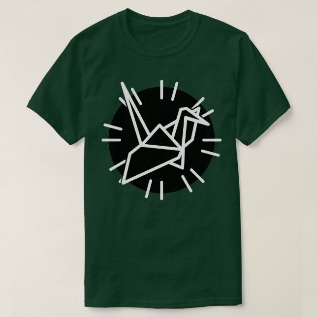 Vit kran och Linjer med svart cirkel T Shirt (Design framsida)