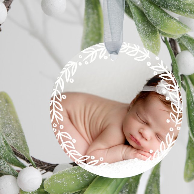 Vit krans | Barnets första jul Julgransprydnad Keramik (Skapare uppladdad)