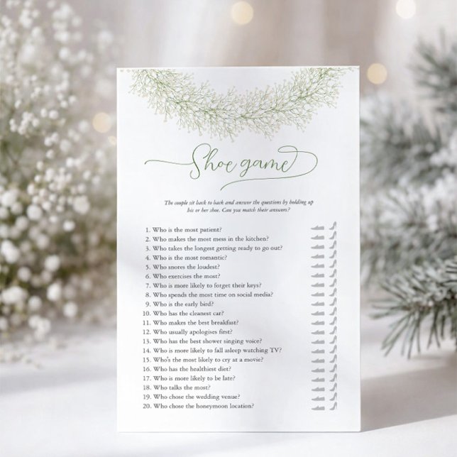 Vit krans sko bröllopsdusch spel folder flygblad (Skapare uppladdad)