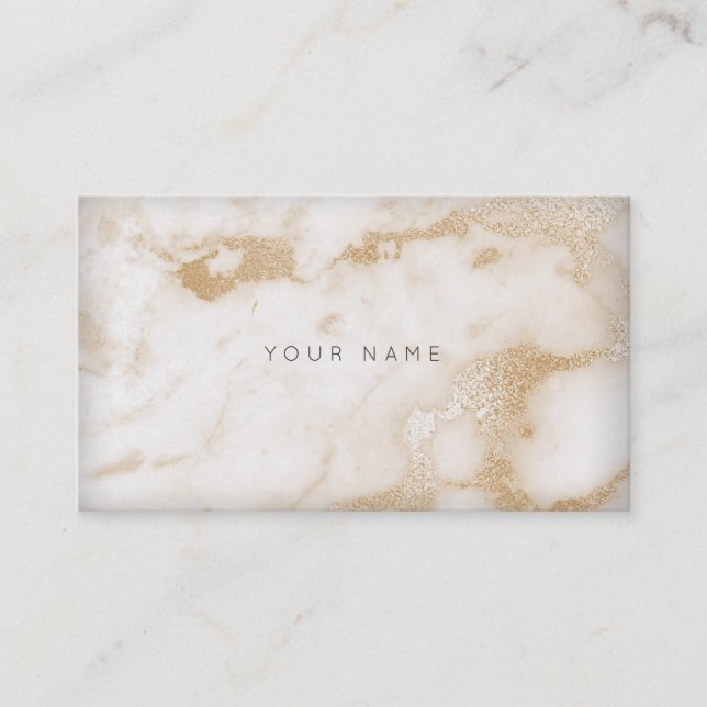 Vit Kreta Elfenbenskusten Guld Beige Marble Vip Visitkort (Framsida)