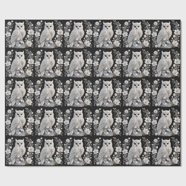 Vit Kristall Pärl Uggle Presentpapper (Platt)