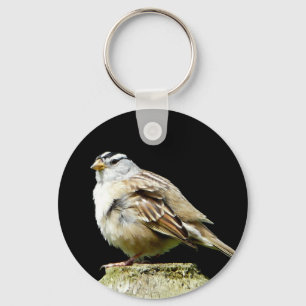 Vit krönad sångSparrow Nyckelring