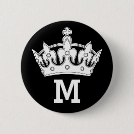 Vit Kronmonogram Personlig Knapp