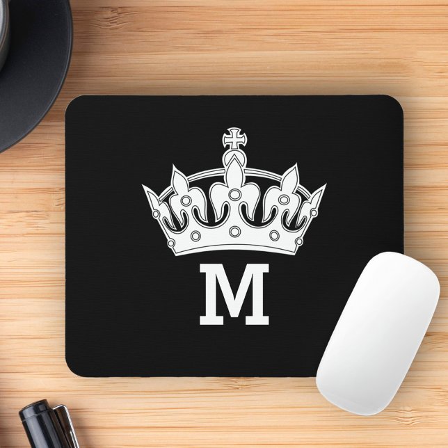 Vit Kronmonogram Personlig Musmatta (Skapare uppladdad)