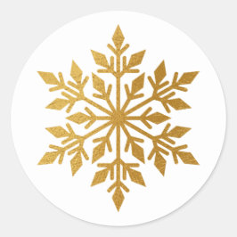 Vit kuvertförsegling av luxury Gold Foil Snowflake Runt Klistermärke
