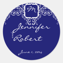 Vit kuvertförsegling för Romantik monogram Runt Klistermärke