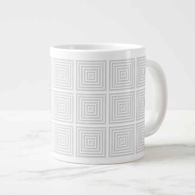 Vit kvadratgeometri jumbo mugg (Framsida höger)