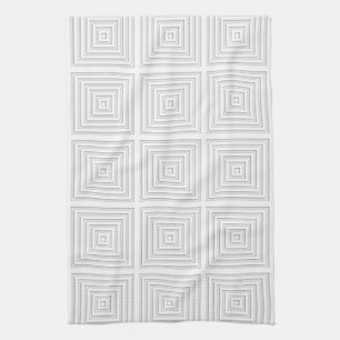 Vit kvadratgeometri kökshandduk