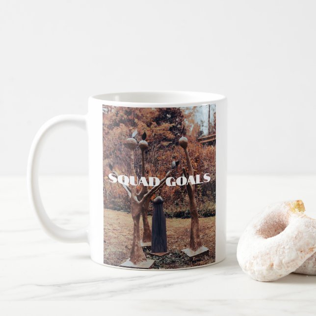 Vit kvadratisk måltavla Mugg-bakgrund Kaffemugg (Med munk)