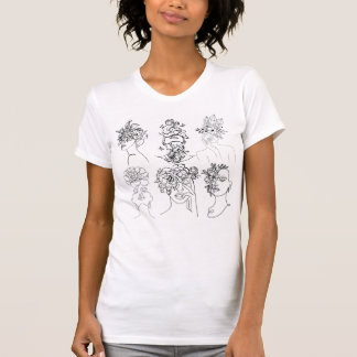 Vit kvinna T- Shirt med olika Ansikte T