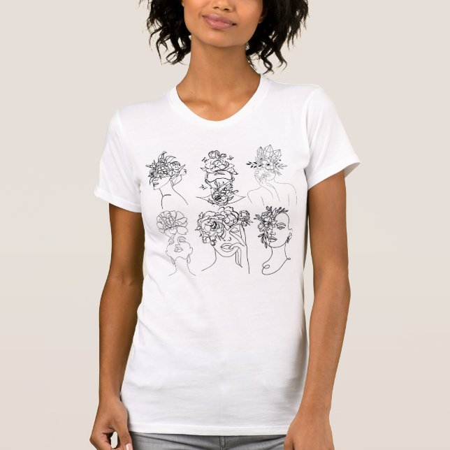 Vit kvinna T- Shirt med olika Ansikte T (Framsida)