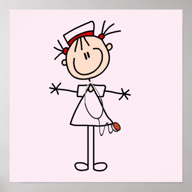 Vit kvinnlig Stick figur Nurse 2 Poster (Framsidan)